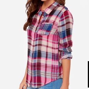 Olive & Oak State Fair Fuchsia Plaid Shirt. Small